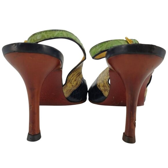 Giuseppe Zanotti Italy Alligator lizard Leather Slingback Open-toe Heels Womens - Picture 5 of 12